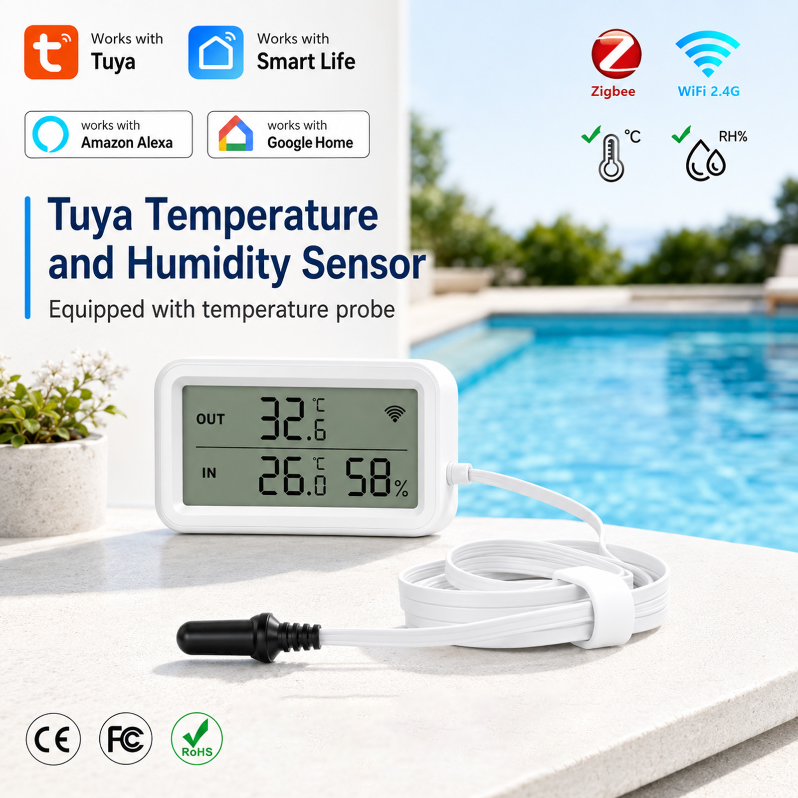 Digital Hygrometer Probe - Sensor Suhu Kelembaban Eksternal Tahan Air