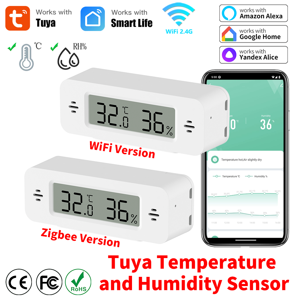Digital Hygrometer Probe - Tuya WiFi/Zigbee Sensor Kelembaban Suhu Otomatisasi