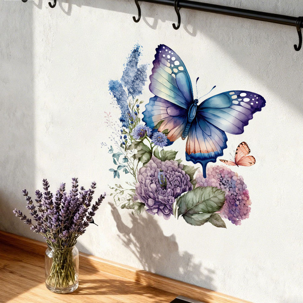 Pvc Panel Background - Stiker Dinding Bunga Kupu-kupu Cat Air