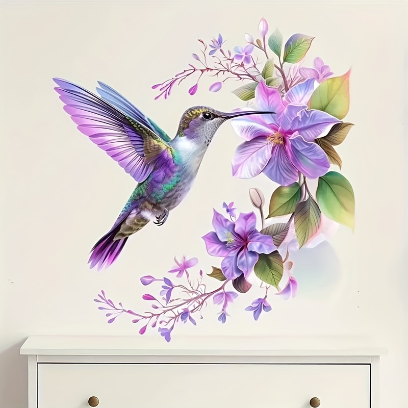 Pvc Panel Background - 1 Stiker Bunga Ungu dan Burung